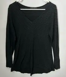 Cut Loose black striped tunic v-neck top large