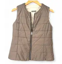 Grain De Malice | S | Paris Designer Reversible Tan / Beige Full-Zip Puffer Vest