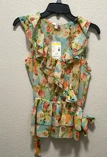 BONGO Floral Flutter Sleeve Top