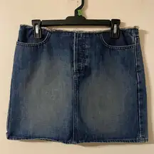 Womens J. Crew Denim Raw Hem‎ Jean Mini Skirt Medium Wash Size 8