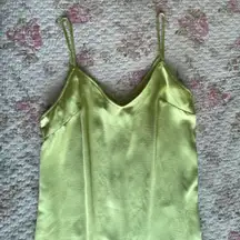 Nasty Gal Plus Size Textured Satin Lime Green V-Neck Mini Dress