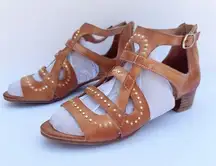 ANTELOPE COLLECTION Macaria  Size 6 Low Heel Leather Tan Studded Sandals