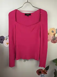 La Rambla Square Neckline Ribbed Knit Sweater - Size - Medium