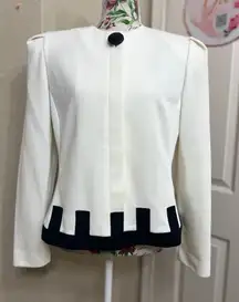 Leslie fay cream blazer with black accents