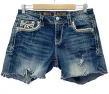 Rock Revival Luz Easy Fit Shorts Y2K Cut Off Jean Shorts Dark Wash Size 30 | 10