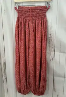 Free People Women’s XS Red Patterned Pull on Pants Stretchy