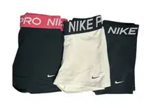 Lot of 3 Nike Pro Compression Shorts Sz L Black/Cream/Pink Athletic Gym Workout