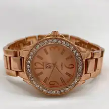 Ny & co womens rose gold Quartz 32mm watch rhinestones 7.5” new battery