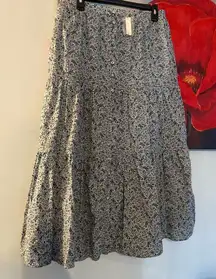 New Madewell Cottagecore Tiered Maxi Skirt in Florentine Floral Sz M Flowy Blue