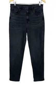 American Eagle Mom Jeans Women 12 X29 X-Long Charcoal Black Straight Leg Stretch