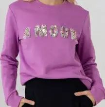 AMOUR Endless Rose sequin sweatshirt size small in plum NWT