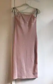 Light Pink Knit Bodycon MIDI Dress