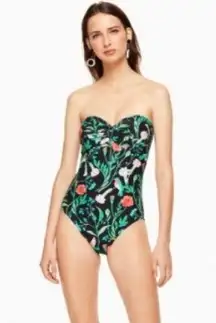 Kate Spade Marina Black Hummingbird One- Piece Swimsuit- Size Small