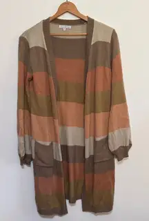 See and Be Seen Striped Multicolor Colorblock Cardigan Sweater Duster