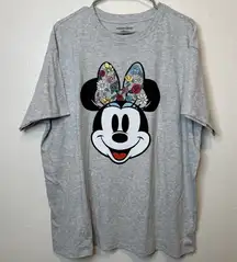 Disney by Freeze Minnie Mouse T-shirt with Embroidered Flowers on Bow Size 2X