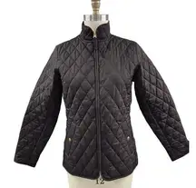 Lands End Quilted Polyester Dark Brown /Pink Lining Jacket Women Sz S 6-8 NWOT