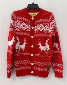 Tipsy Elves  Ugly Christmas Sweater - Reindeer Double Date Cardigan Size small