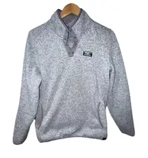 LL Bean Women's 1/4 Snap Sweater Knit Fleece Pullover Gray Size Large 292726