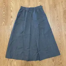 LANDS END Vintage 90s Grey 100% Wool Western Prairie Ranch Midi Skirt