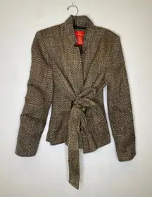 Oscar by Oscar De La Renta Blazer w/ Belt EUC Sz 10 Tweed Multicolored Brown Tan