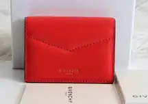 Givenchy Red & Pink Edge Tri-Fold Leather Mini Compact Wallet