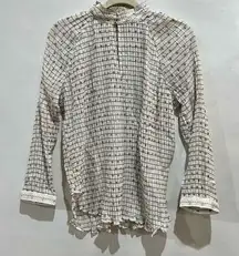 Bishop + Young Womens Blouse‎ Long Sleeve Pleated Sheer Top Mock Neck