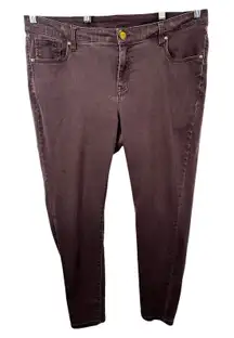 Lane Bryant Plus Size 18 Jeans Burgundy Mid Rise Skinny Solid Dark Denim 1787