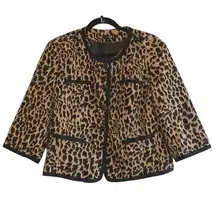 EAST 5th Size XL Jacket Blazer Cheetah Print Jewel Button Pockets Black Beige