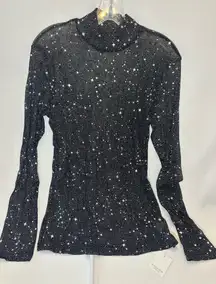 Mango Pop Black Mesh Constellation Long Sleeve Women's Size XXX Large
