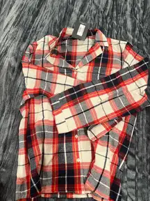 Women’s Plaid Shirt - Red, Black, and White Shirt 