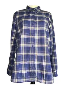 L.L. Bean🦎Plaid Fleece Long Sleeve, Pocket Button Over Coat🌵