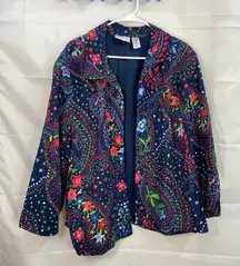 Vintage Alfred‎ Dunner women's open paisley colorful floral dot lined jacket 20W
