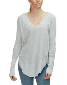 Free People  Gray Thermal Oversized Long Sleeve Sweater Tunic Size M