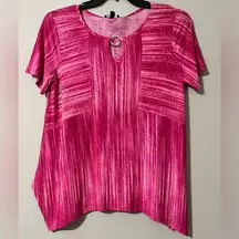Sami & Jo size medium womens fuchsia short sleeve blouse lightweight stretchy