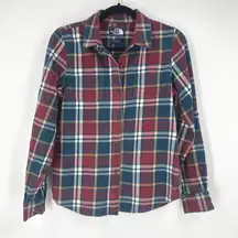 The North Face Womens Plaid Flannel Shirt Long Sleeve Button Up Cotton Size M