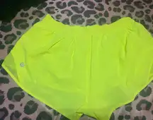 Neon yellow Lululemon Shorts 2.5"