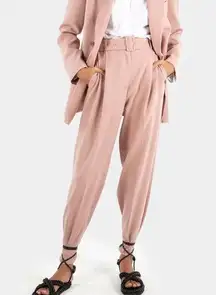 FRANKIE SHOP Elvira Belted Suit Pants Dusty Pink Sz Medium