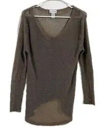 Soft Surroundings Brown V-Neck‎ Sweater with Long Sleeves and Relaxed Fit