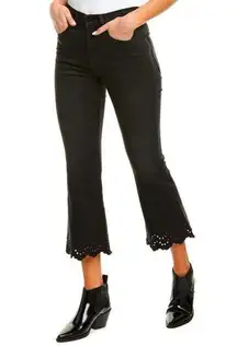 FRAME Eyelet-Hem Cropped Flared Jeans in Lacey size 28x26
