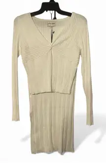 Freshman 1996 Sweater Knit Cropped Top & Maxi Skirt Lg White Twisted Front NWT