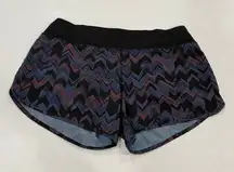 Rabbit Running Shorts Multicolor Zig Zag Print Black Size Medium