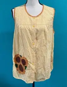 Yellow striped sun flower shirt / apron in size medium