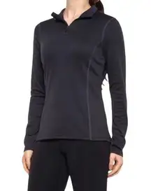 SPYDER 1/4 Zip T-Neck Top Women Sz S Black Outdoor Athletic Sporty Comfy Running
