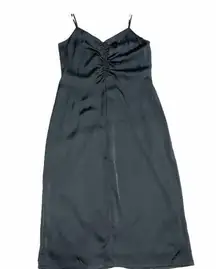 EXPRESS  Satiny Slip Midi Dress Size Small Dark Green Evening Glam Cocktail