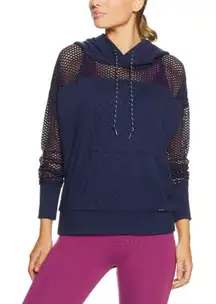 EUC Lorna Jane Movement mesh hoodie blue size medium