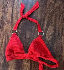 Red Ribbed Bikini Top