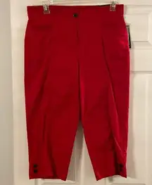 Kim Rogers Comfort Waist Crop Pants size 12 brand new color red two front pocket