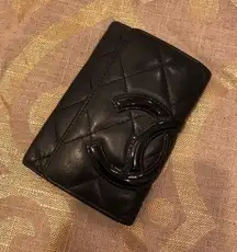 Chanel Cambon Leather Logo 6-Ring Key Holder Case Wallet Pouch Black / Pink