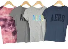 Aeropostale Womens T Shirt Bundle Lot 4 Graphic Tees Tie Dye Blue Grey Size M
