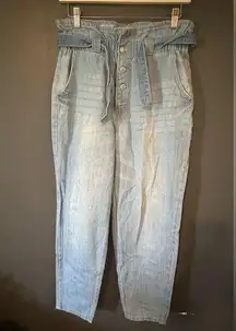 WAX jeans Women’s Size Medium Light Wash Paper Bag, Waste Denim Jeans